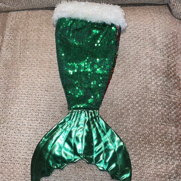 Christmas Stocking Mermaid Sequined Very Colorful 22” x 9” - Picture 4 of 8